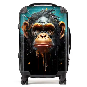 Monkey Face Splashart Blue Suitcase - Cabin