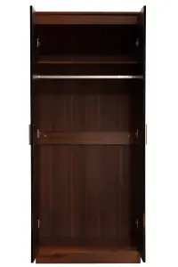 REFLECT 2 Door Plain Wardrobe in Gloss Black Door Fronts and Walnut Carcass