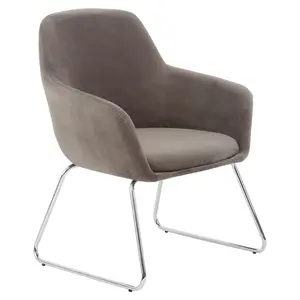 Interiors by Premier Grey Chair, Easy Care Velvet Chair, Arm and Backrest Chair for Living Room, Space-Sufficient Lounge Chair