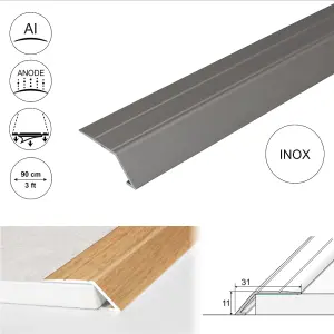 A45 31mm Anodised Aluminium Self Adhesive Door Threshold Ramp Profile - Inox, 0.9m