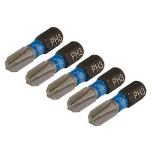 Draper Expert Cross Slot/PH Type Impact Screwdriver Bits, No.3 x 25mm, 1/4" Hex (Pack of 5) 04936