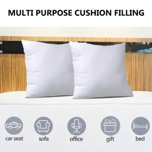 Set of 2 18" Plain Cushion Pads  Extra Deep Hollow Fibre Filled Pillow Inserts for Comfort