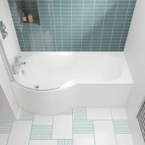 Left Hand Shower Bath Bundle - Includes Tub, Curved 6mm Safety Glass Screen and Front Panel - 1700mm