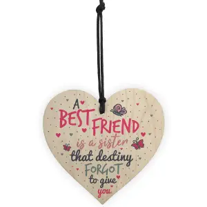 Red Ocean A Best FRIEND Sister Gifts Wooden Heart Christmas Friendship Gift Birthday Plaque Keepsake