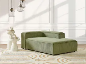 Left Hand Jumbo Cord Chaise Lounge Green ARDAL