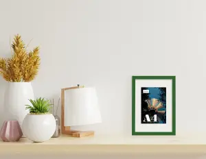 A4 Green Picture Frame With Mount for A5 (14.8 x 21cm - 5.8 x 8.3in) Poster, Photo, Artwork, or Print.