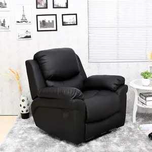 Madison Electric Recliner Bonded Leather Automatic Armchair Sofa Home Lounge Chair (Black)