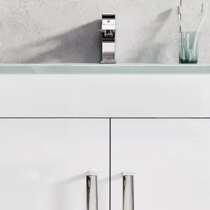 Whitfield 800mm Single Bathroom Vanity with Integrated Glass Basin Gloss White