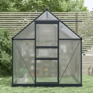 Charles Bentley Aluminium Frame Polycarbonate Greenhouse Grey 6 x 6.1ft