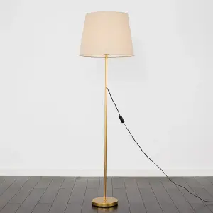 ValueLights Modern Gold Metal Standard Floor Lamp With Beige Tapered Shade - Includes 6w LED Bulb 3000K Warm White