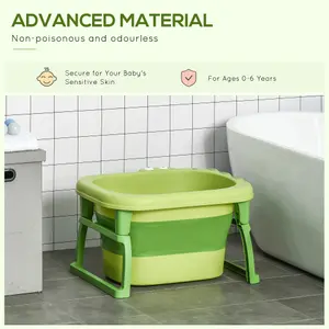 HOMCOM Foldable Baby Bathtub for Newborns Infants Toddlers w/ Stool - Green