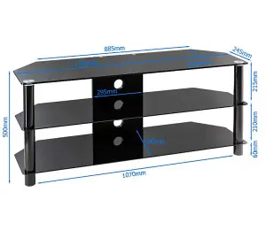 Essentials TV-Stand with 3 Shelves Black/Glass ESS1200/3-BLK