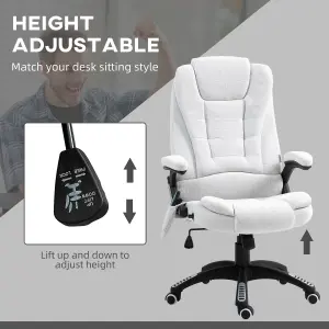 Vinsetto Office Chair w/ Heating Massage Points Relaxing Reclining Cream White