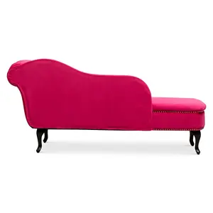 Left Hand Chaise Lounge in Velvet Dark Pink