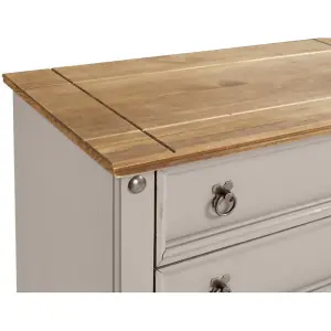 Mercers Furniture Corona Grey Wax Small 5 Drawer Chest of Drawers Solid Pine with Mexican Styling