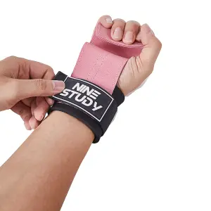 Pink Wrist Straps Weight Lifting Gloves