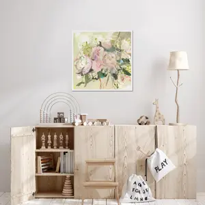 Peonies With Sage by Marilyn Hageman - Painting White Framed Paper Print / 55cm H x 55cm W