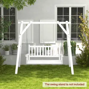 Costway 2-Person Porch Hanging Swing Chair Wooden Garden Swing Bench w/ Slatted Back