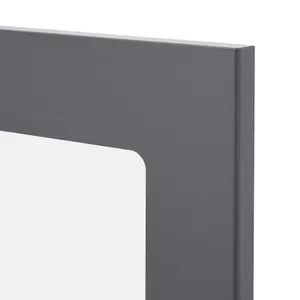 GoodHome Stevia Gloss anthracite Slab Glazed Tall glazed Cabinet door (W)500mm (H)895mm (T)18mm