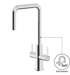 GoodHome kamut Chrome-plated Kitchen Twin lever Tap