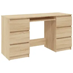 Berkfield Writing Desk Sonoma Oak 140x50x77 cm Engineered Wood