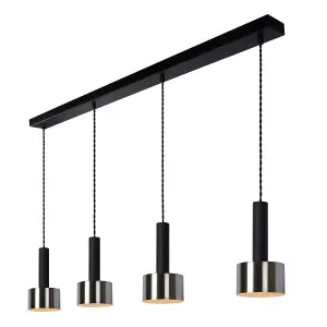 Lucide Teun Retro Bar Pendant Light - 4xE27 - Black