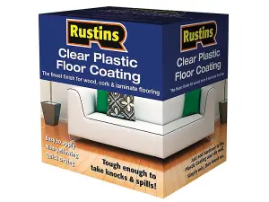 Rustins 1 Litre Clear Plastic Floor Coating Kit - Durable Satin Finish