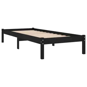 Berkfield Bed Frame Black Solid Wood Pine 100x200 cm