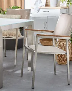 Set of 2 Garden Chairs GROSSETO Stainless Steel Beige