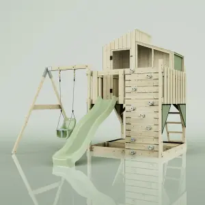 PolarPlay Kids Climbing Tower & Playhouse with Swing and Slide - Swing Dagma Sage