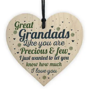 Red Ocean Great Grandad Card Birthday Christmas Gifts Wooden Heart Grandad Ornament Grandparent Gifts