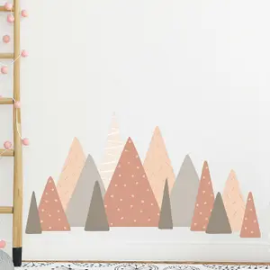 Walplus Colourful Mountains Landscape, Scandinavian Style, Pink, Children Wall Sticker Kids Sticker PVC Brown