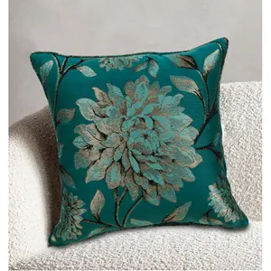 Christoval Floral Square Throw Cushion Teal