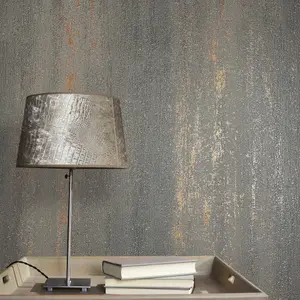 Galerie Industrial Effects Anthracite Glitter Rough Texture Wallpaper Roll