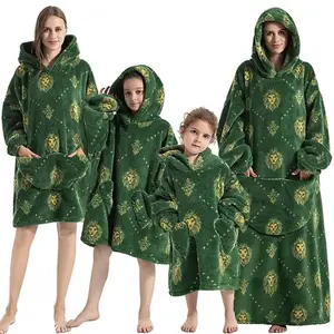 Green Adult Size Oversized Wearable Hoodie Blanket