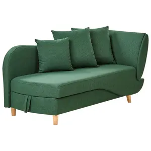 Right Hand Fabric Chaise Lounge with Storage Green MERI II