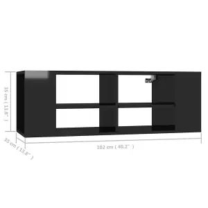 Berkfield Wall-Mounted TV Cabinet High Gloss Black 102x35x35 cm Engineered Wood