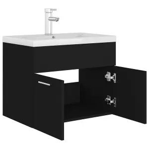 Berkfield Sink Cabinet with Built-in Basin Black Engineered Wood