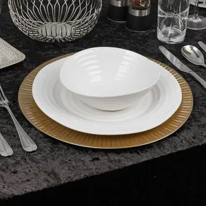 URBNLIVING 33cm Christmas Dinner Charger Plates Ray Pattern Set Of 12 Gold Placemats Dining Table Setting Party Decor