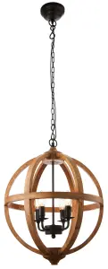 Anson Lighting Danube 4lt Pendant light finished in Mango wood and dark bronze paint