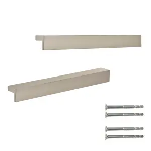 Keypak L-Shaped Cabinet Pull Bar Handles 185mm, Satin Nickel, DIY Drawer Cupboard Furniture Pulls