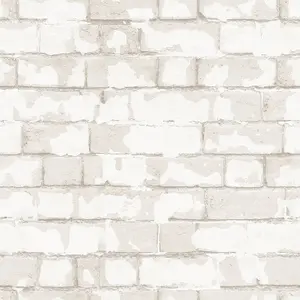 Galerie Nostalgie White Brick Wall Smooth Wallpaper