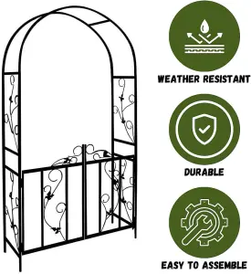 Heavy Duty Garden Arbour Steel Frame Garden Arch - Large, Strong Weather Resistant Metal