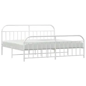 Berkfield Metal Bed Frame with Headboard and Footboard White 200x200 cm