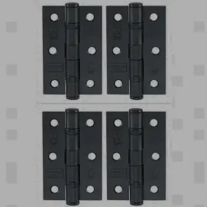 4 x Eclipse 3" Door Hinges Matt Black Nickel Ball Bearing 76X51X2MM