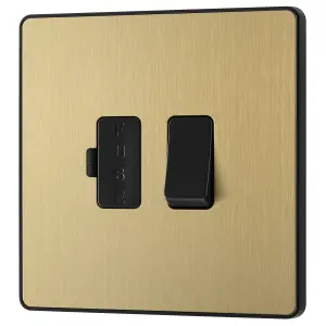 BG 13A 1 gang 2 way Raised slim profile Switched Fused connection unit Satin Brass effect