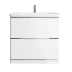 Eden 900mm Floorstanding Vanity Unit in Gloss White & Link Resin Basin