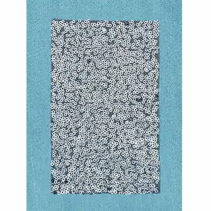 Denim Patches: with Sequins: Iron-on: 20 x 15cm: Light Blue & Silver