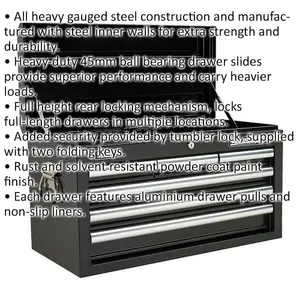 Durable 6 Drawer Black Tool Chest with Lockable Storage Cabinet