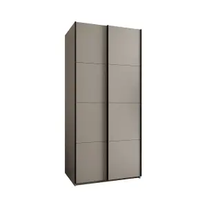 Elegant Cashmere Sliding Door Wardrobe W1100mm H2450mm D640mm with Black Steel Handles